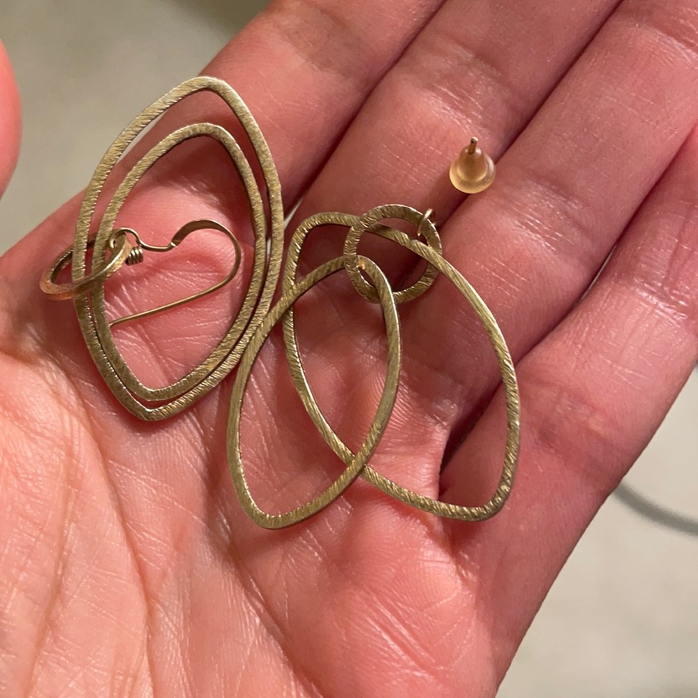 Gold drop leaf earrings